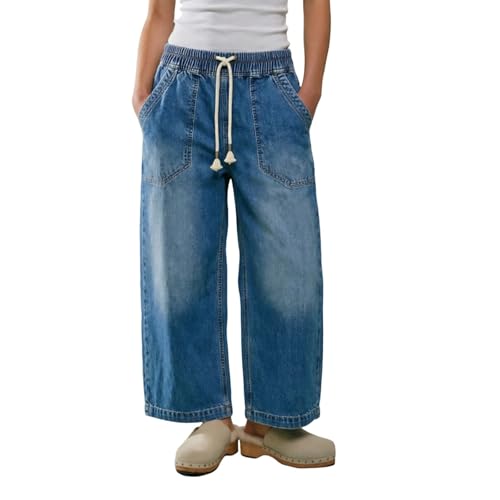 Pantalon en jean stretch à jambes larges et coupe ample fluide