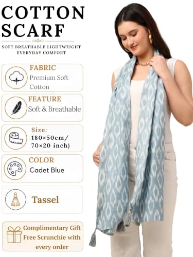 Image of KE KANHA EXPORTS Scarf for Women Boho | Border Print Stylish | Stole for Women Breathable Summer Beach Wrap with Tassels | Multicolour |180 x 50 cm
