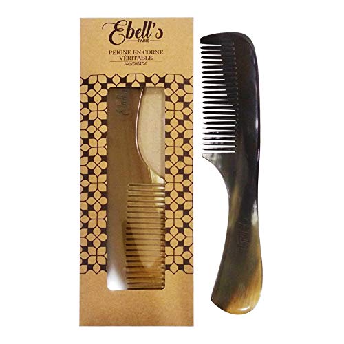 Peigne à cheveux en Corne de buffle- Peigne à démêler en corne Véritable - Peigne démêlant pour cheveux bouclés, épais, noirs