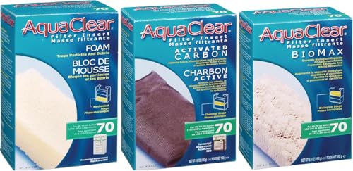 AquaClear Fluval 70 Maintenance Kit Hang on Back Aquarium Filter Aqua Clear AC70 Carbon Foam Biomax 3 Month Supply
