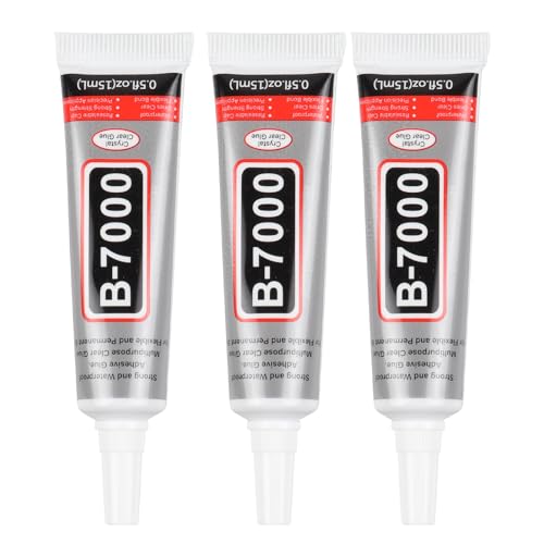 B7000 Precision Craft Glue - Multi Purpose Glue for Rhinestones Crafts Phone Jewelry Fabric Leather Wood Glass Metal (3Pcs * 15ml)