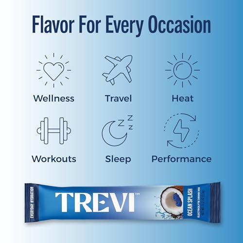 Image of TREVI Electrolytes Powder Packets Sugar Free Hydration Ocean Splash 20 Pack | Essential Daily Drink Mix, 0 Sugar, Magnesium, Potassium, Vitamin C, Calcium, B6 & B12 Vitamins