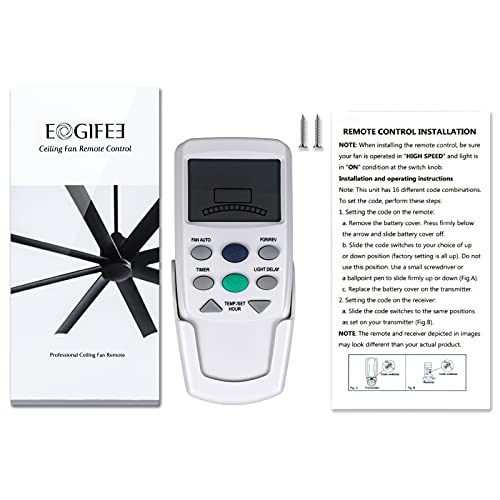 Eogifee Fan9T Ceiling Fan Remote Control Of Replacement Of Hampton Bay Thermostatic Remote Control With Reverse Only Remote #TOP4