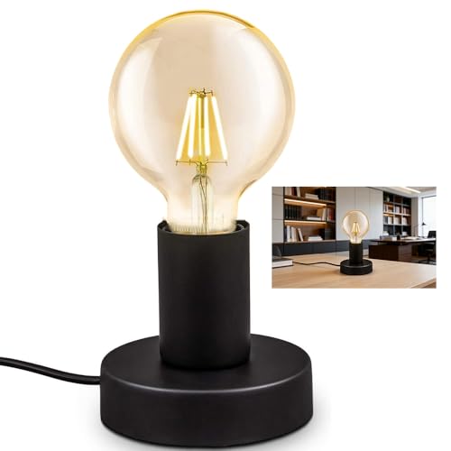 Chao Zan Tischleuchte die leicht zu tragen ist,E27 Fassung,Flexible Schreibtischlampe mit Stecker und Schalter, Dekoleuchte f&uuml;r retro industrial,f&uuml;r Wohnzimmer,Schlafzimmer und B&uuml;ro,Studio,Caf&eacute;, Bar.