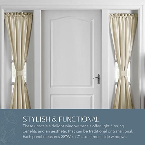 Elrene Home Fashions Colette Faux-Silk Side Door Window Panel, 28 In X 72 In (Side Door Panel), Ivory #TOP3