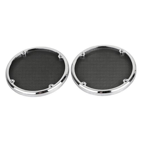 Image of Rear Speaker Grills Mesh Cover fit for Harley Electra Glide Ultra Classic Ultra Limited Tri Glide Ultra FLHTCU 2014-2023, Chrome Trim+Black Mesh