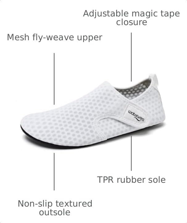 Image of WateLves Water Shoes for Women Men Swim Beach Aqua Socks Quick Dry Barefoot House Slippers Travel Shoes with Adjustable Magic Tape for Pool Diving Boating Yoga Surf