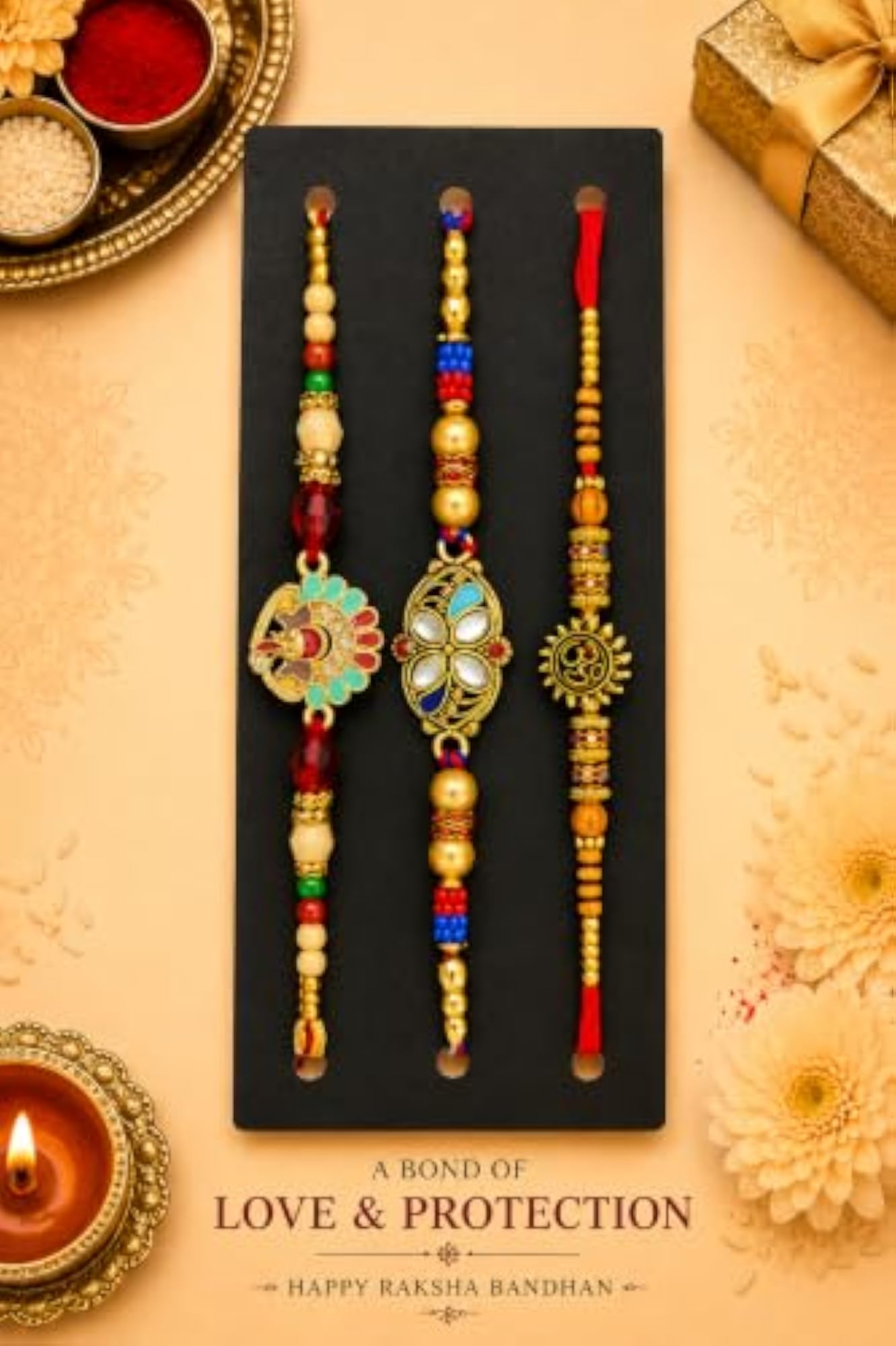 Multicolor Combo of 3 Dora Rakhi Set for Men