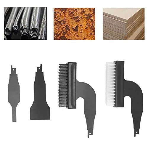 Rostentfernungswerkzeug, 4-teiliges Rostentfernungsbürsten-Schaufel-Set Nylondraht-Schleifbürsten Säbelsägen-Reinigungswerkzeug mit hin- und Hergehender Klinge, Schleiftopfbürsten