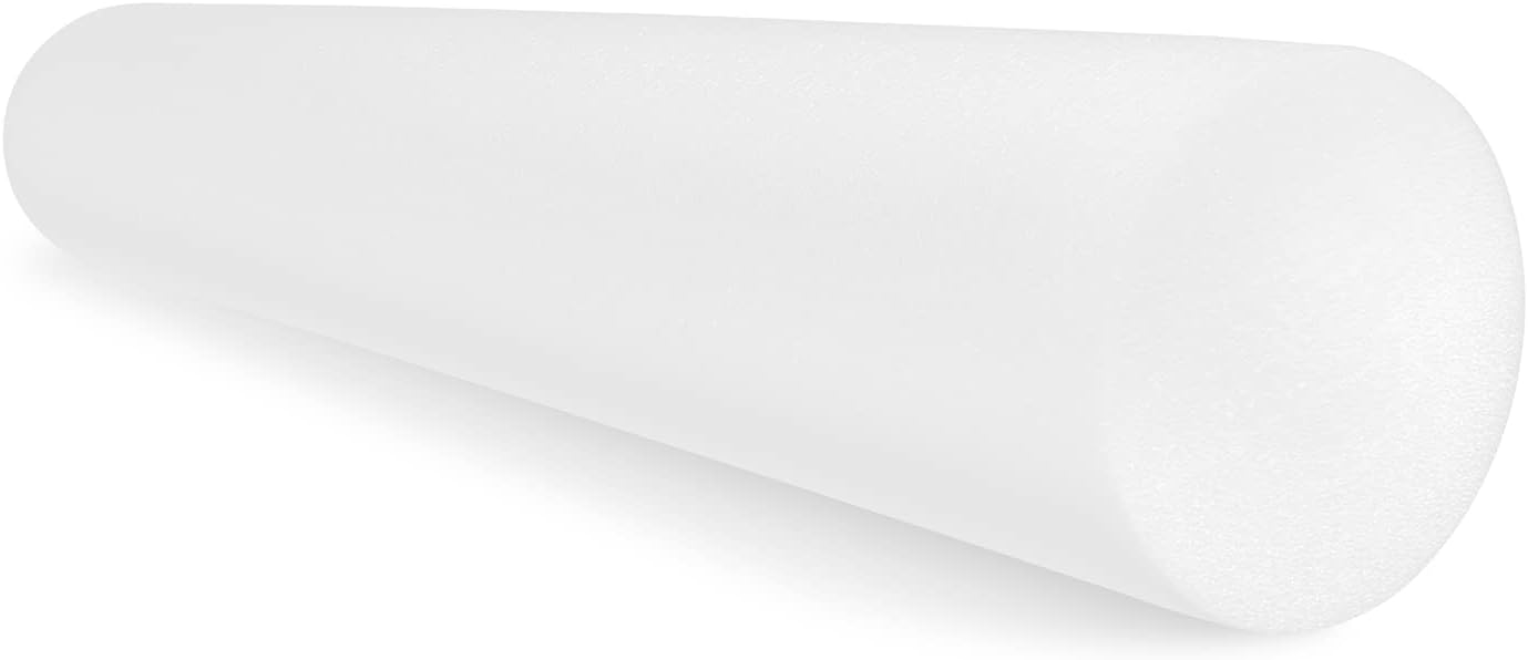 White PE Foam Rollers for Exercise, Finess, Muscle Restoration, Massage Therapy, Sport Recovery and Physical Therapy for Home, Clinics, Professional Therapy Round 6" x 36"