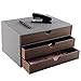 RHCSZ Cloth-effect Faux Leather Desk Organizer File Cabinet Executive Office Supplies Desktop Filing A4 Contract Document Stackable Storage Box with 3 Drawers (Grey)