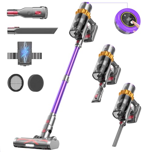 Cordless Vacuum Cleaner, 550W/45Kpa/70Mins Vacuum Cleaners with LED Screen, Wall Mount Charging,...