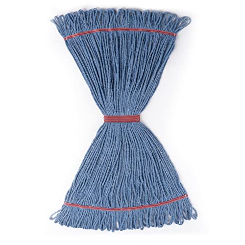 Matthew Cleaning 24Oz Heavy Duty Mop Head Commercial Replacement For General And Floor Cleaning, Wet Industrial Blue Cotton Looped End String Head Refill (Pack Of 3) Blue #TOP5