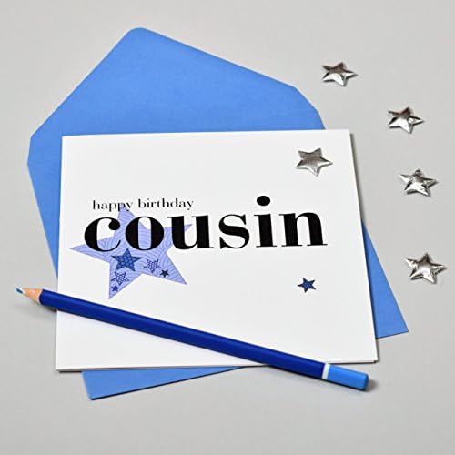 Claire Giles Hearts and Stars Happy Birthday Cousin Card - Blue