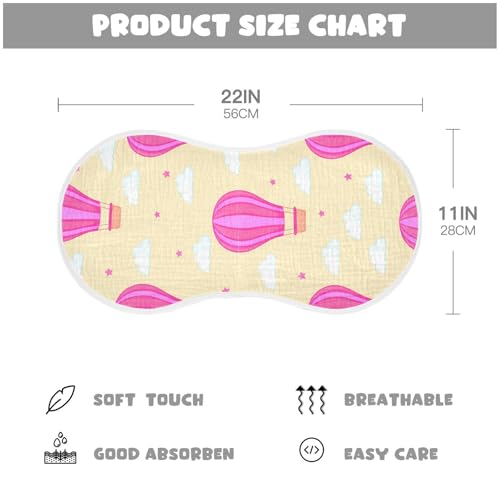 Baby Burp Cloths, Soft Absorbent Burping Cloths for Babies, Cotton Milk Spit Up Rags, Large Size for Newborns, Baby Boys and Girls (Pink Balloon Pattern)4