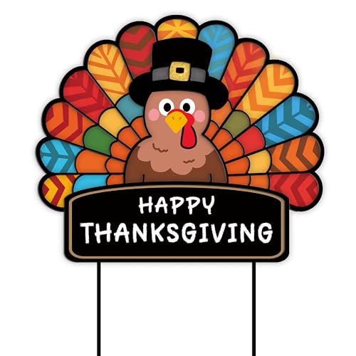 GPGHE Thanksgiving Decorations Outdoor Metal Turkey Yard Stakes