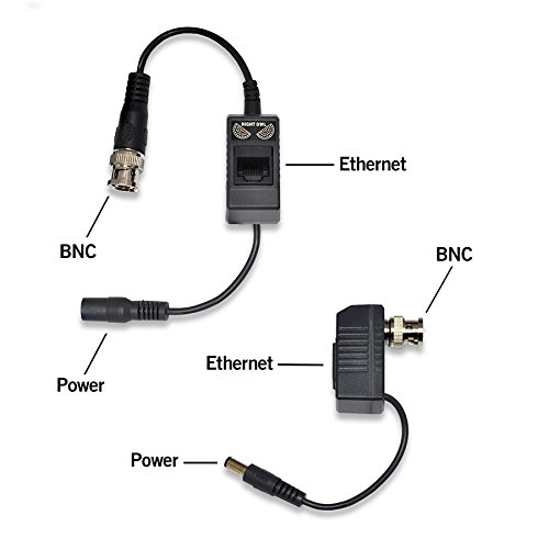 Night Owl Security 1-Pair Passive Video Balun Converters with power for Security CCTV systems - A-VB-POE-BNC,Black - Thumbnail 3