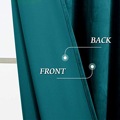 RYB Home Velvet Curtains - Room Darkening Curtains for Living Room, Luxury Soft Window Drapes for Bedroom, Privacy Protect Thermal Insulated Backdrop, 52" Width x 96" Length, Peacock Blue, 1 Pair - Image 5