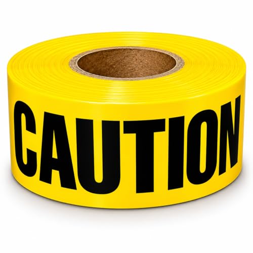 ATERET Premium Yellow Caution Tape I 3 inch x 1000 feet I Harzard Tape w/Bright Yellow & Bold Black Text I 3" Wide for Maximum Readability I Ideal Use for Danger/Hazardous Areas (1-Pack)