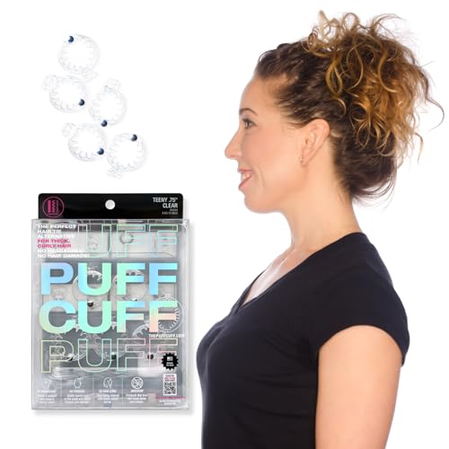 PuffCuff | Teeny 0.75 Hair Clamps | For All Natural Fine Loose Curls Thick Coiled Coarse and Frizzy Hair | Painless Damage-Free Styling Tool | Clear | 5 Pieces