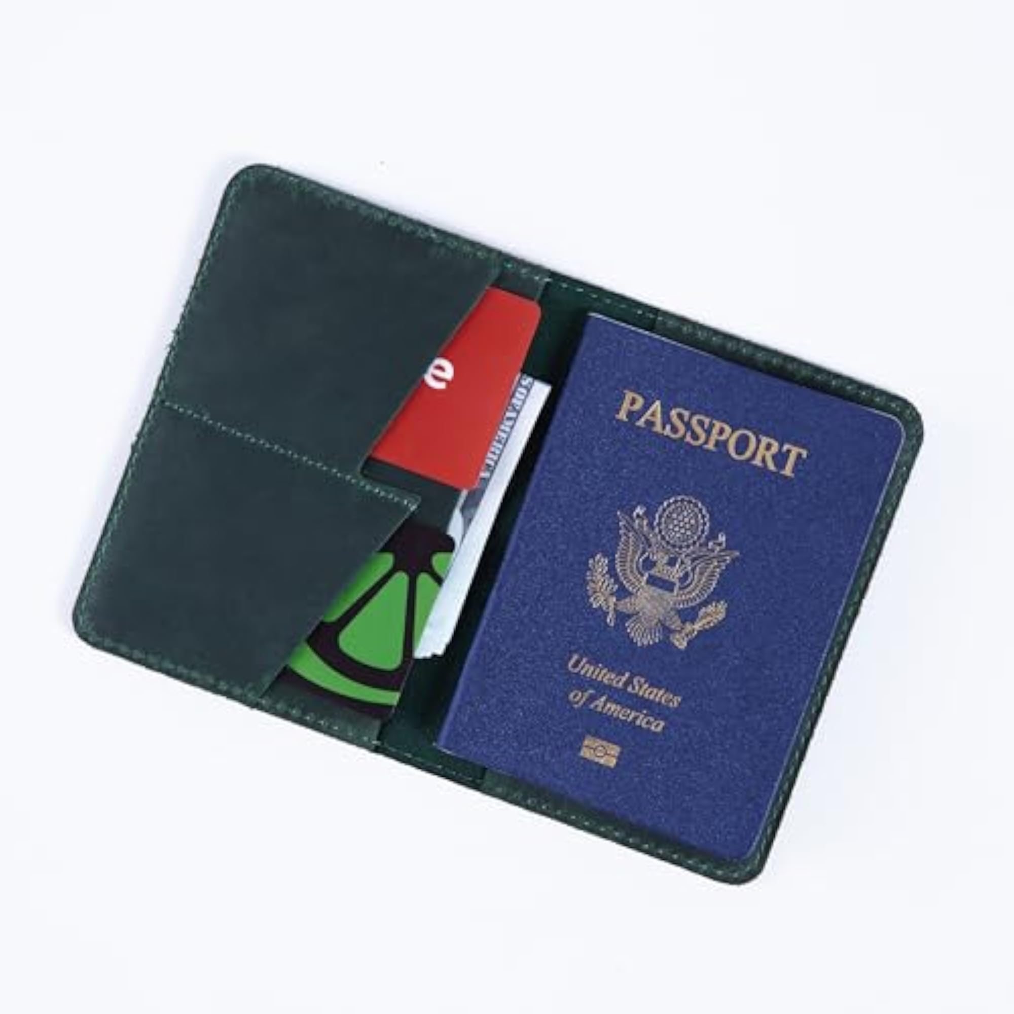 Genuine Leather US Passport Holder, Vintage Red