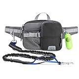 MGKSHADOW Hands Free Dog Leash with Waist Bag, Dog Walking Fanny Pack with Water Bottle Holder, Dog