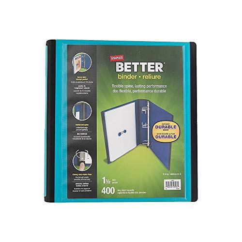 Staples 651742 1.5-Inch 3-Ring Better Binder Teal (13468-Cc)
