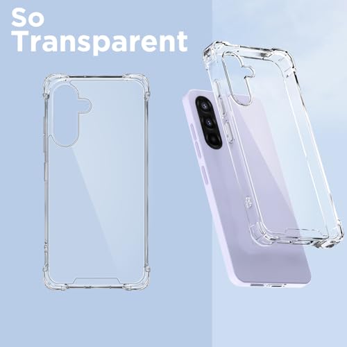 Image of Amazon Basics Back Cover for Samsung Galaxy A37 5G PC + TPU Clear Transparent Raised Edges Shockproof Protective Phone Bumper Case (Transparent)