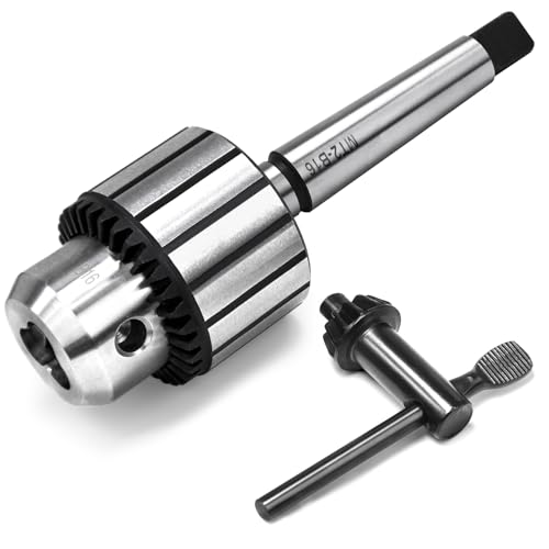 Image of KPROE MT2 Morse Taper Drill Chuck, 1/2" Capacity, 0.005" Accuracy, Bearing Steel Construction, Fits Lathe, Drill Press & Milling, Includes Key(MT2- B16)