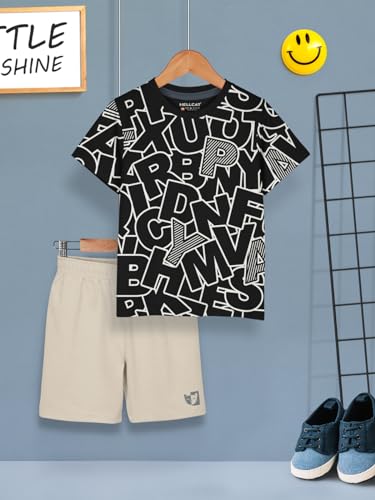 Image of HELLCAT Boys Dress Clothing Set Combo with Tshirts & Shorts - Pack 3