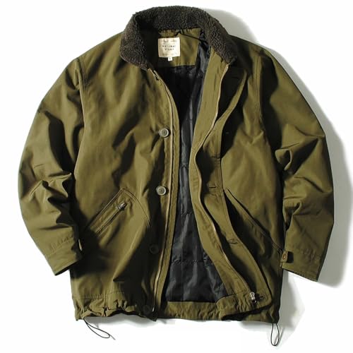 [Re-AP] リ.エーピー N-1 デッキジャケット メンズ 薄中綿 襟ボア ミリタリー ジャケット リラックスフィット (JP, アルファベット, XL, カーキ) - Re-AP - 商品画像