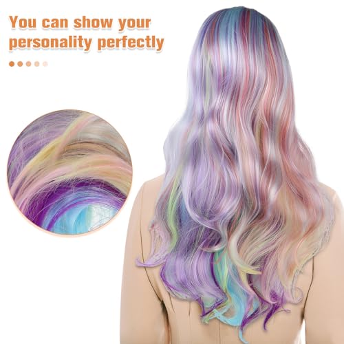 Peluca rizada de Halloween Zerodeko con malla de cabello largo ondulado 3
