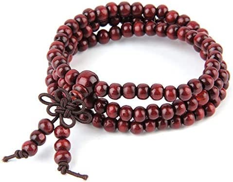 Unisex Sandalwood 6Mm 108 Prayer Beads Mala Multi-Layer Wood Strand Beaded Bracelet Attractive Processing, Red #TOP6
