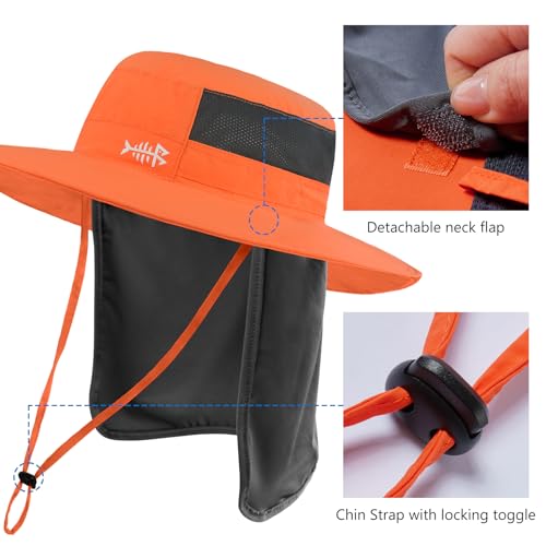 Image of BASSDASH UPF 50+ Sun Fishing Hat Water Resistant with Detachable Neck Flap