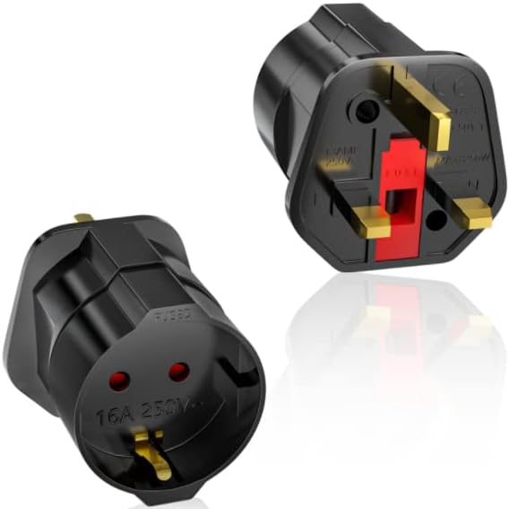 KEAGAR 4 Pack UK to US Plug Adapter Type G to Type A and B from UK to USA, Canada, Australia, Jamaica, Barbados, Mexico, Thailand, China, Japan and More 3 Pin to 2 Pin Flat Travel Adapter(Black)