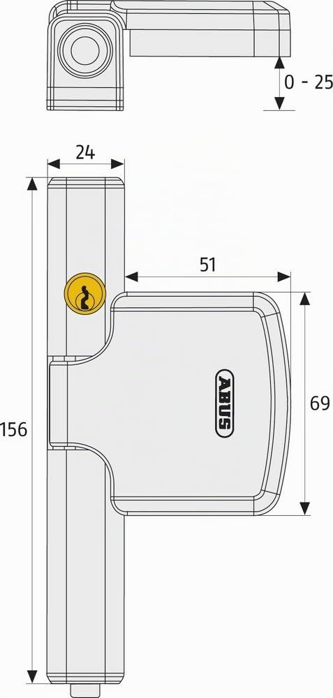 Abus Fts206 Al0125 Serratura con Blocco, Blocco per Finestre con Chiusura a 2 Stadi, Chiusura con Chiave, Livello di Sicurezza: 10, 37391, Marrone