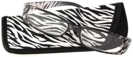 Foster Grant Eyesential Zola Zebra Women's Rectangular Readers with Soft Case +1.25