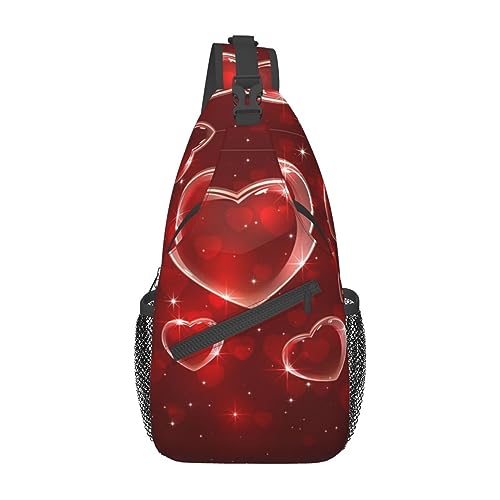 Sac à dos à bandoulière noir au motif cœur rouge contrasté et audacieux