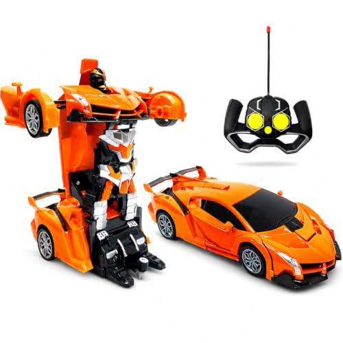 Carrinho 2 em 1 Controle Remoto Transforma em Robô Super Laranja