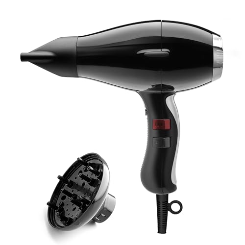 Elchim 3900 Healthy Ionic Nero & Argento con diffusore incluso - Asciugacapelli Professionale Made in Italy - Phon Leggero e Silenzioso, 2400W