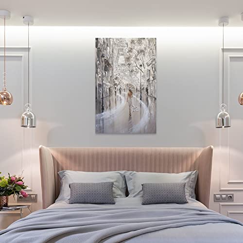 Paris, France, European Urban Landscape Oil Painting Wall Art,Dreamy Parisian Dance Art Posters Wall Art Paintings Canvas Wall Decor Home Decor Living Room Decor Aesthetic 12X18Inch(30X45Cm) Frame-S #TOP7