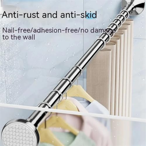 Barre de douche télescopique inox 50-80 cm ajustable et multifonction