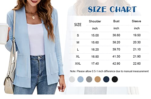 Yousify Womens Cardigan Sweater Long Sleeve Open Front Knit Cardigan Sweater With Pockets Blue #TOP6