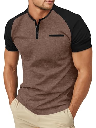 Image of Sailwind Men's Cotton Henley Short Sleeve Casual T-Shirts with Pocket