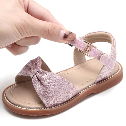 Image of Kolan Toddler Girl Sandals Open Toe Flat Princess Dress Shoes Little Kids