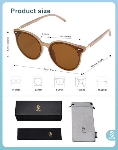 Image of SOJOS Sunglasses Womens Trendy 2025 Classic Round Retro Vintage Shades Large Frame Sunnies SJ2067