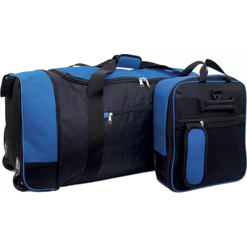 Expandable & Foldable Wheelie Fly Bag – Compact 31" Holdall with Wheels, Side Pockets & Shoulder Strap (Blue)