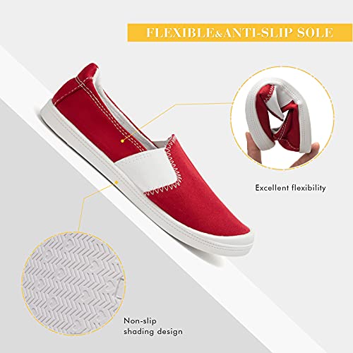 Image of FUNKYMONKEY Slip-On Canvas Sneakers for Women, Comfortable Lightweight Lace-Up Flat Casual Tennis Shoes Breathable Walking Shoes for Everyday Wear