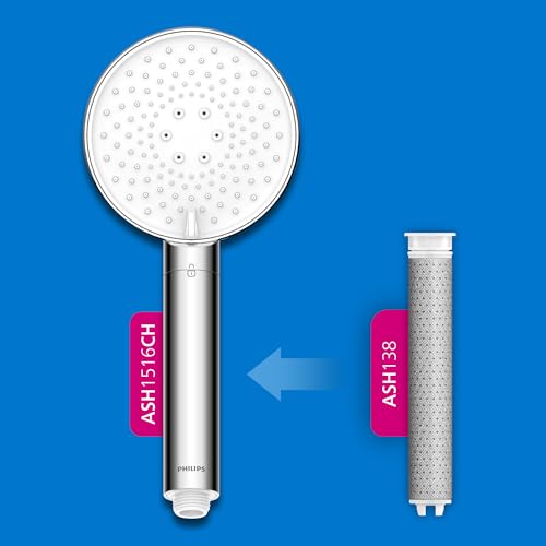 Philips Water Duschkopf mit Filter - Ersatzfilter 3 PACK, entfernt effektiv Chlor und andere große Partikel, 1 Monat Filterkapazität