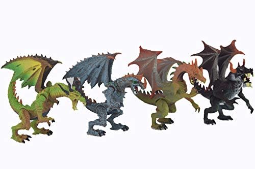 Rich Boxer 4 Pcs Premium Dragon Model, Realistic Looking Dragon Figure, 4.7-5.1 Inch Mini Dragons for Best Gift Party Favors